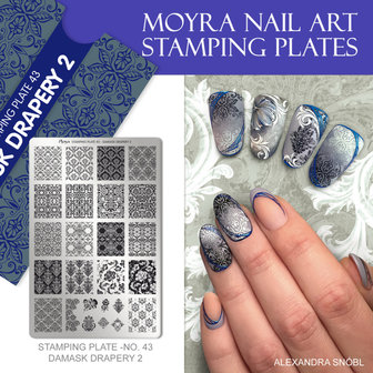 Moyra Stamping Plate 43 Damask Drapery 2 MP43