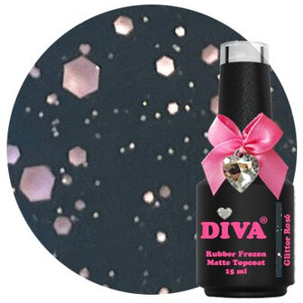 Diva Rubber Frozen Matte Topcoat - Glitter Rose 15ml