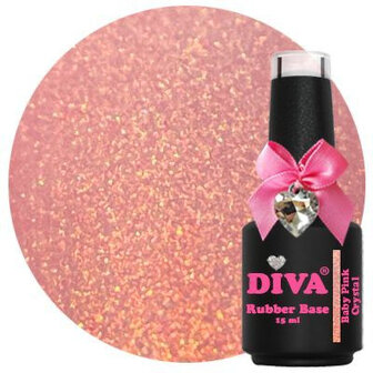 Diva Gellak Rubber Basecoat Crystal Baby Pink 15 ml