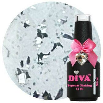 Diva Topcoat Flaking Top Coat Silver&nbsp;- 15ml