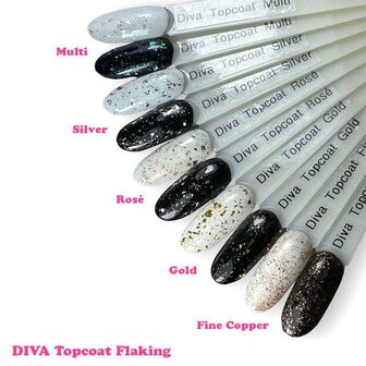 Diva Topcoat Flaking Top Coat Gold&nbsp;- 15ml