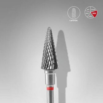 Hardmetalen nagelboor kegel rood EXPERT kop diameter 6 mm / werkend deel 14 mm
