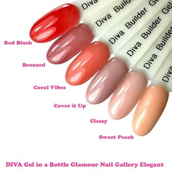 DIVA Gel in a Bottle Glamour Nail Gallery Elegant&amp;Smooth Collection - 11x 15 ml met gratis Fineliner