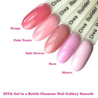 DIVA Gel in a Bottle Glamour Nail Gallery Glamour Smooth Collection - 5x 15 ml met gratis Fineliner