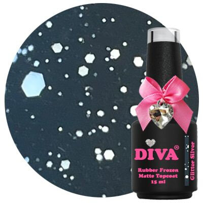 Diva Rubber Frozen Matte Topcoat - Glitter Silver 