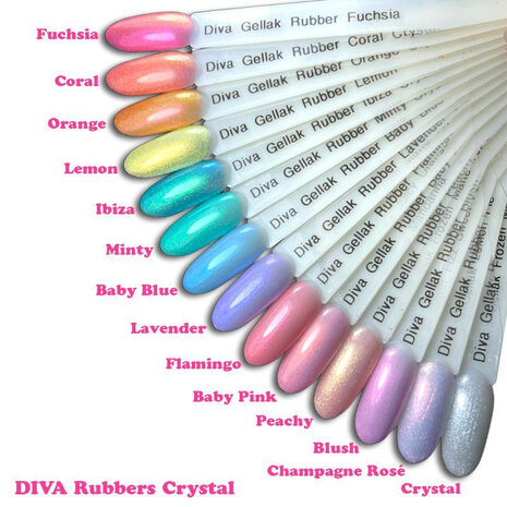Diva Gellak Rubber Basecoat Crystal Baby Pink 15 ml