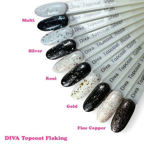 Diva Topcoat Flaking Top Coat Gold - 15ml