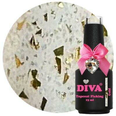 Diva Topcoat Flaking Top Coat Gold - 15ml